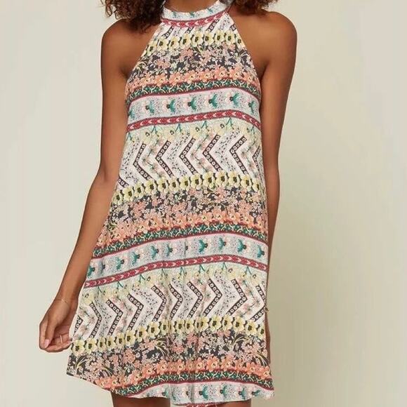 New O'Neill Felice Halter Dress Flowy Floral Boho Beach Resort Sundress Tropical - Picture 1 of 10